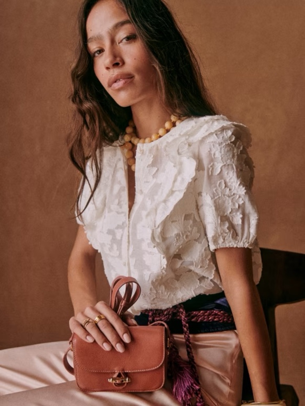 Sézane Jordanna Blouse Ecru 36/4 NWT